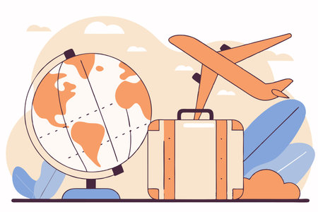 Traveling concept illustration vector on white backgroundのイラスト素材