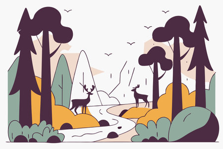 Wilderness concept illustration vector on white backgroundのイラスト素材