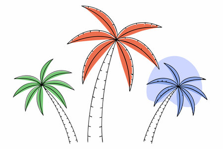 Colorful palm silhouettes illustration vector on white backgroundのイラスト素材