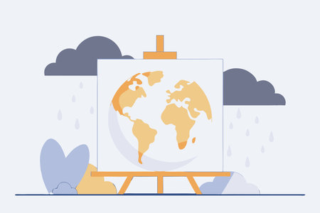 Earth with Rain Cloud illustration vector on white backgroundのイラスト素材