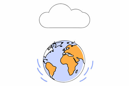 Earth with Rain Cloud illustration vector on white backgroundのイラスト素材