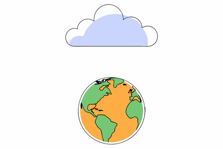 Earth with Rain Cloud illustration vector on white backgroundのイラスト素材
