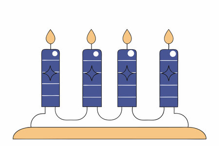 Hand drawn purple advent candles illustration vector on white backgroundのイラスト素材