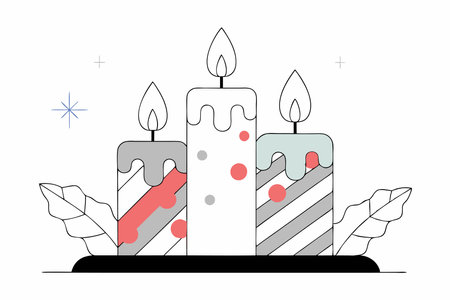 Hand drawn purple advent candles illustration vector on white backgroundのイラスト素材