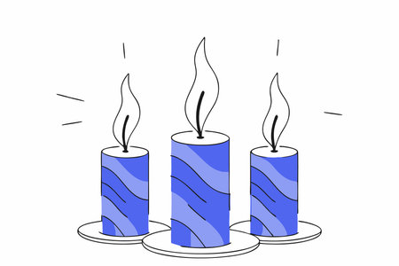 Hand drawn purple advent candles illustration vector on white backgroundのイラスト素材