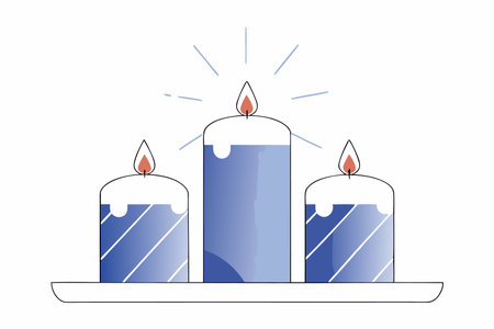 Hand drawn purple advent candles illustration vector on white backgroundのイラスト素材