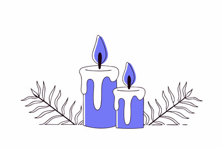 Hand drawn purple advent candles illustration vector on white backgroundのイラスト素材