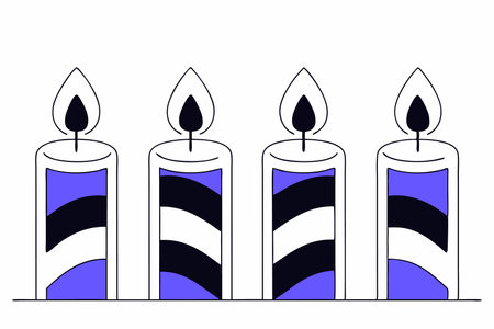 Hand drawn purple advent candles illustration vector on white backgroundのイラスト素材