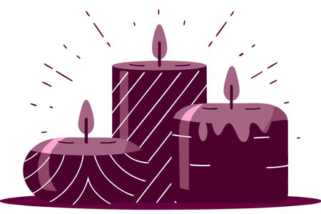 Hand drawn purple advent candles illustration vector on white backgroundのイラスト素材