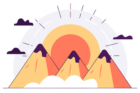 Sunrise in the mountain concept illustration vector on white backgroundのイラスト素材