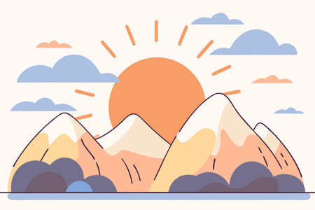 Sunrise in the mountain concept illustration vector on white backgroundのイラスト素材