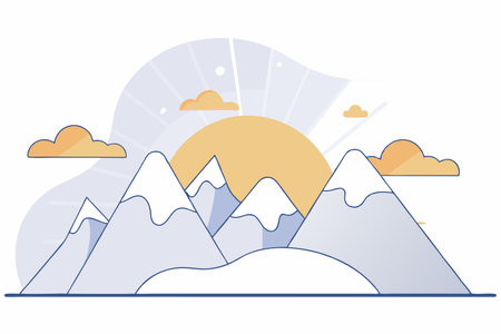 Sunrise in the mountain concept illustration vector on white backgroundのイラスト素材