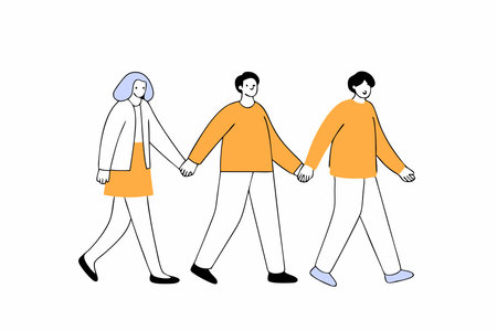 Friends walking concept illustration vector on white backgroundのイラスト素材