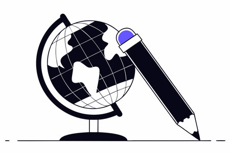Globe idea creative player pencil illustration vector on white backgroundのイラスト素材
