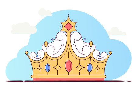 Golden crown classic decorative icon illustration vector on white backgroundのイラスト素材
