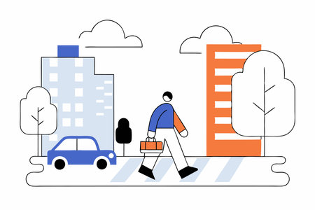 Passing by concept illustration vector on white backgroundのイラスト素材