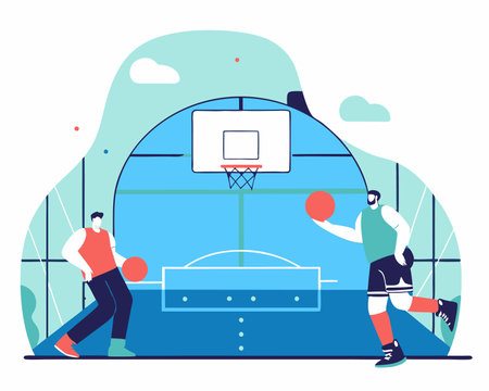 Basketball sport game scenery illustrationのイラスト素材