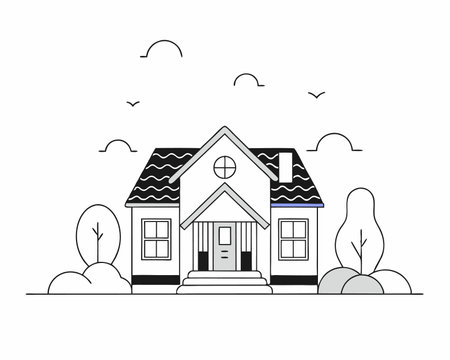 Beautiful home illustrationのイラスト素材
