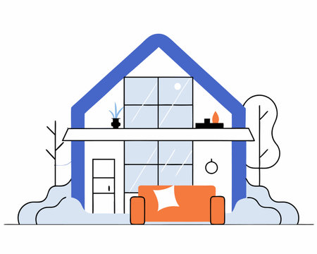 Beautiful home illustrationのイラスト素材