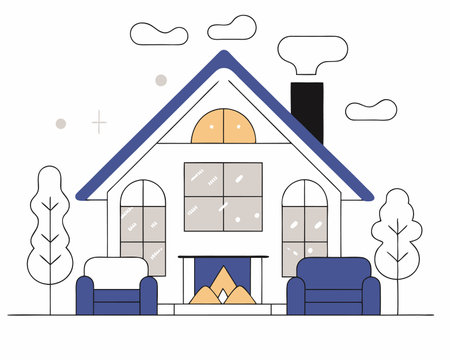 Beautiful home illustrationのイラスト素材