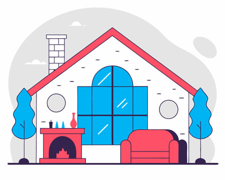 Beautiful home illustrationのイラスト素材