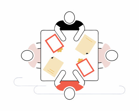 Group of businesspeople with portfolio teamwork illustrationのイラスト素材