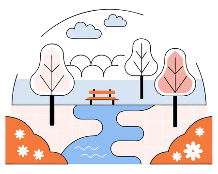 Landscape park scene icon illustrationのイラスト素材
