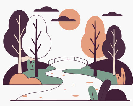 Landscape park scene icon illustrationのイラスト素材