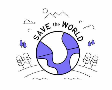 Save the world illustrationのイラスト素材