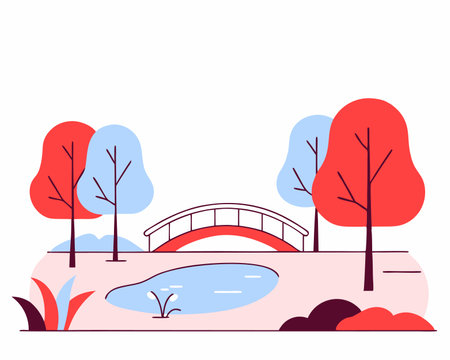 Landscape park scene icon illustrationのイラスト素材