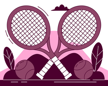 Two racket tennis ball illustrationのイラスト素材