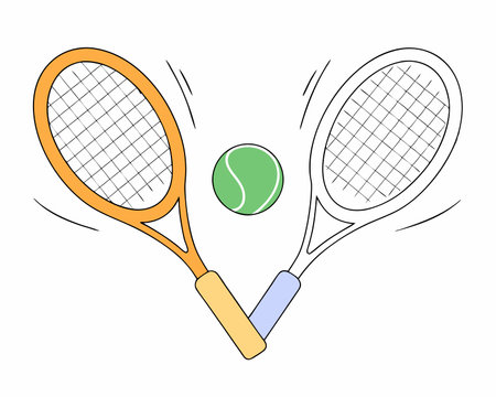 Two racket tennis ball illustrationのイラスト素材