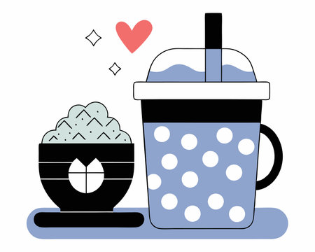 Matcha tea beverage icon illustrationのイラスト素材