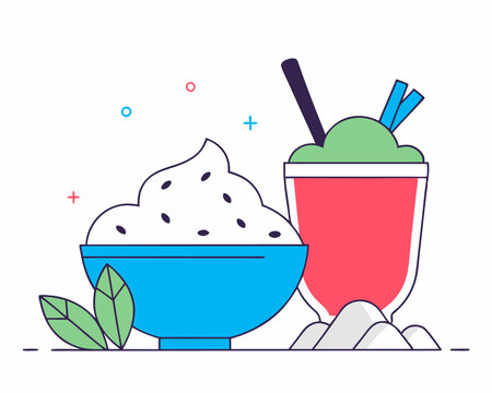 Matcha tea beverage icon illustrationのイラスト素材