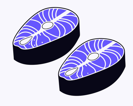 Salmon fish meat cut icon illustrationのイラスト素材