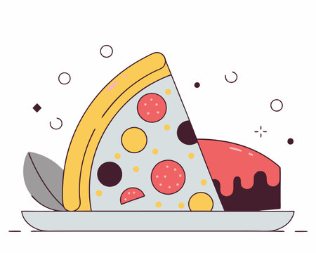 Slice fresh pizza fast food icon illustrationのイラスト素材