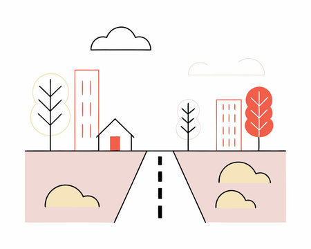 An empty street concept illustrationのイラスト素材