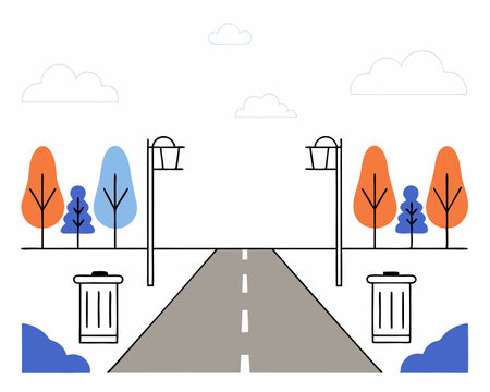 An empty street concept illustrationのイラスト素材