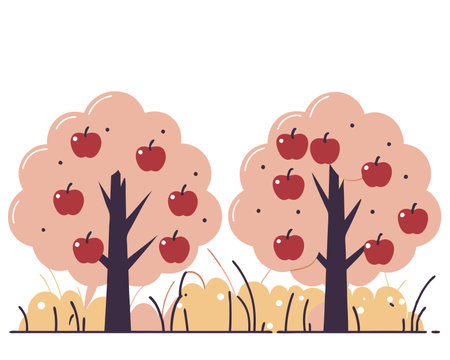 Apple plantation illustrationのイラスト素材
