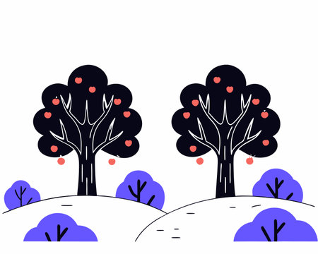 Apple plantation illustrationのイラスト素材