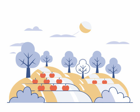 Apple plantation illustrationのイラスト素材