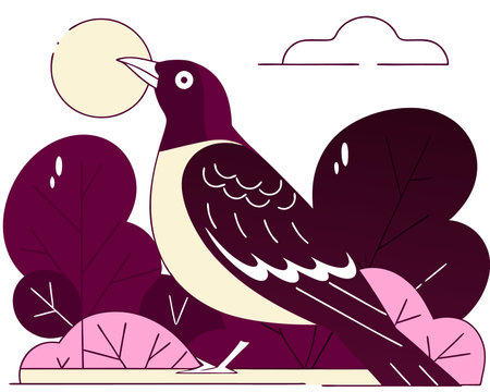 Black and white bird illustrationのイラスト素材