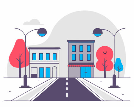 An empty street concept illustrationのイラスト素材