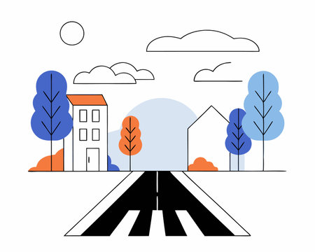 An empty street concept illustrationのイラスト素材