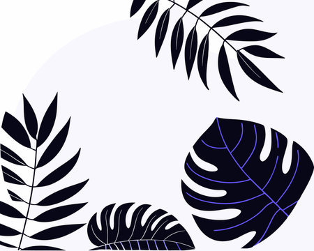 Monochromatic tropical leaves illustrationのイラスト素材