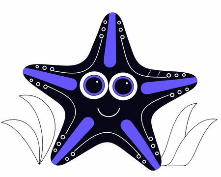 Starfish smiling happy cartoon illustrationのイラスト素材
