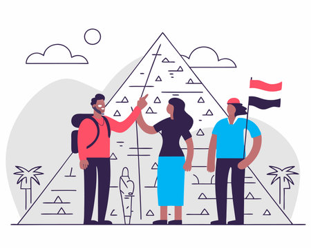 A pyramid tour concept illustrationのイラスト素材