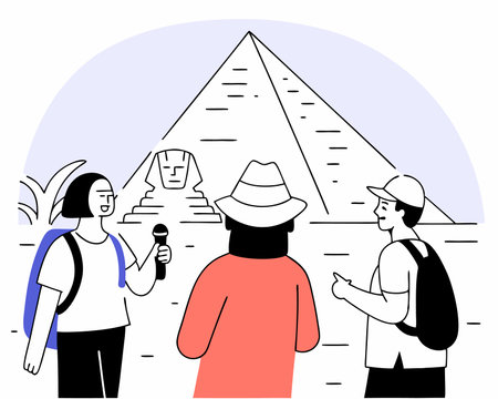 A pyramid tour concept illustrationのイラスト素材