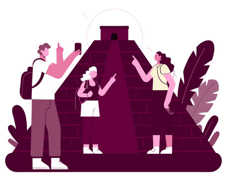 A pyramid tour concept illustrationのイラスト素材