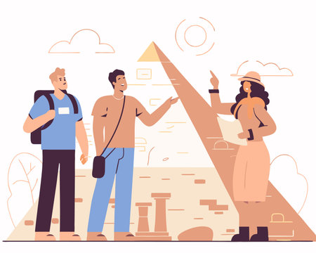 A pyramid tour concept illustrationのイラスト素材